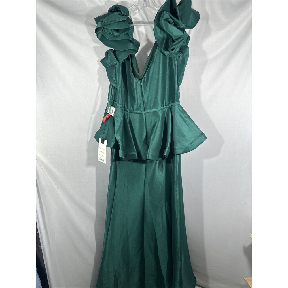 NWT MAC DUGGAL [ 16W ] 67751 Ruffle Sleeve Vneck Peplum Trumpet Gown Green J1694 - Picture 11 of 13